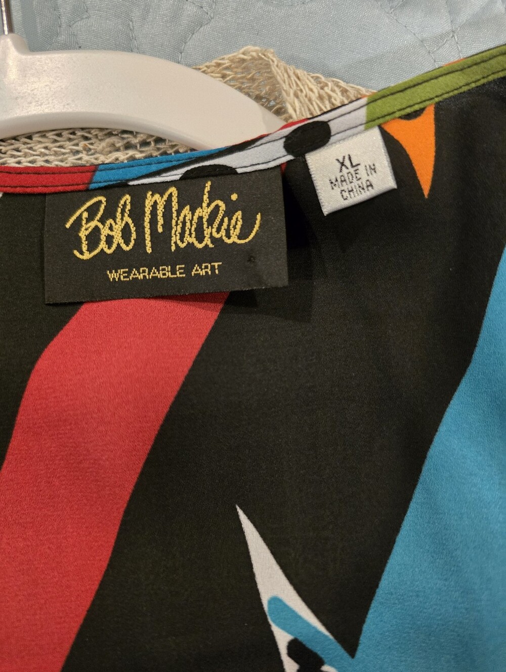 Bob Mackie Black Multicolor Graphic Topper